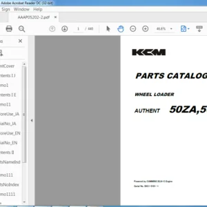 KCM Wheel Loader 50ZA,50ZIV Parts Catalog Manual - PDF DOWNLOAD