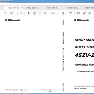 Kawasaki Wheel Loader 45ZV2 Workshop Manual + Parts Catalog Manual