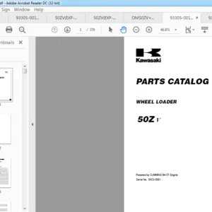 Kawasaki Wheel Loader 50ZV Circuit Diagram + Parts Catalog Manual