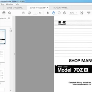 Kawasaki Wheel Loader 70Z3 Workshop Manual + Parts Manual + Circuit Diagram - PDF DOWNLOAD