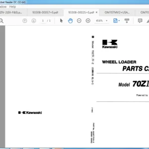 Kawasaki Wheel Loader 70ZIV 2 Operational & Service + Parts Catalog Manual