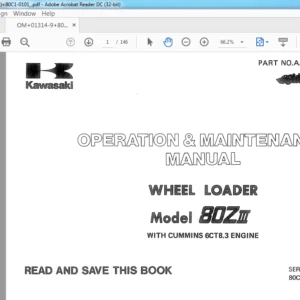 Kawasaki Wheel Loader 80Z3 Workshop Manual + Parts Manual + Circuit Diagram  - PDF DOWNLOAD