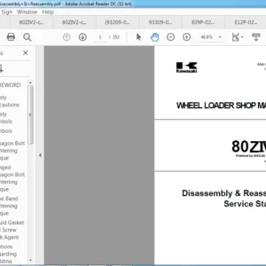 Kawasaki Wheel Loader 80ZIV 2 Operational & Service + Parts Catalog Manual