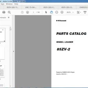 Kawasaki Wheel Loader 85ZV2 TMV2 Workshop Manual + Parts Catalog Manual