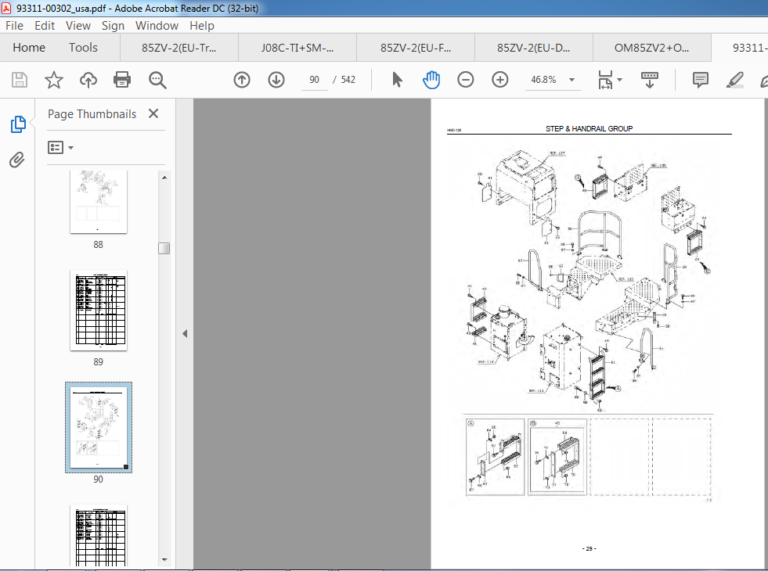 Kawasaki Wheel Loader 85ZV2 TMV2 Workshop Manual + Parts Catalog Manual ...