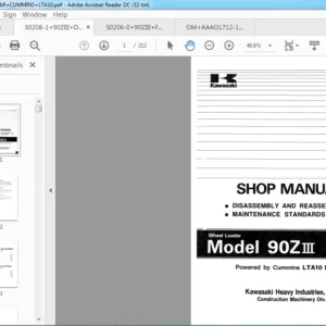 Kawasaki Wheel Loader 90Z3 Workshop Manual + Parts Manual + Circuit Diagram  - PDF DOWNLOAD