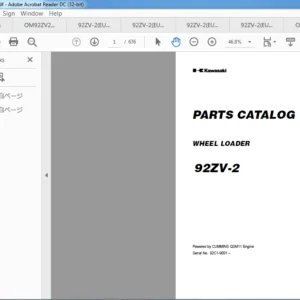 Kawasaki Wheel Loader 92ZV2 TMV2 Workshop Manual + Parts Catalog Manual