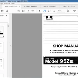 Kawasaki Wheel Loader 95Z3 Workshop Manual + Parts Manual + Circuit Diagram - PDF DOWNLOAD
