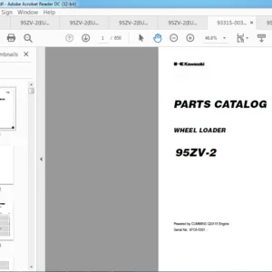 Kawasaki Wheel Loader 95ZV2 Workshop Manual + Parts Catalog Manual