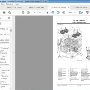 Kawasaki Wheel Loader EX3600 7B Operational & Service Manual & Parts Manual