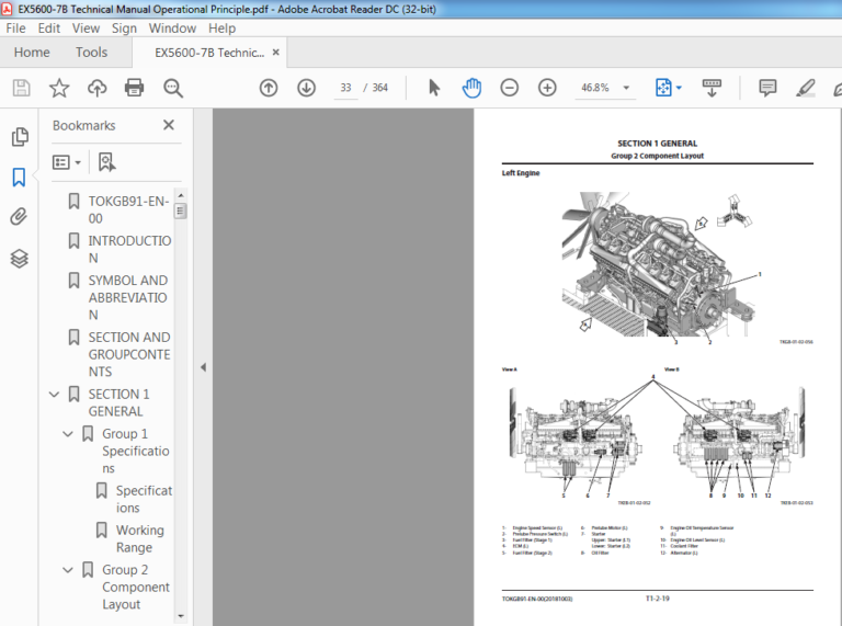 Kawasaki Wheel Loader EX5600 7B Operational & Service Manual & Parts ...