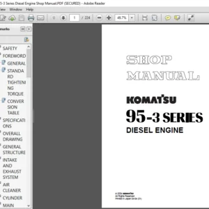 Komatsu 95-3 Series Diesel Engine Shop Manual - PDF DOWNLOAD