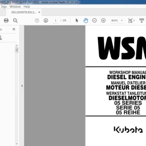 Kubota 05 Series Diesel Engine Workshop Manual - PDF DOWNLOAD