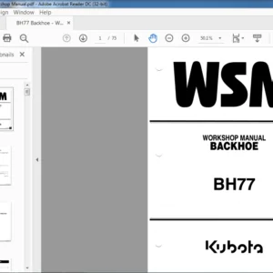 Kubota BH77 Backhoe Workshop Manual - PDF DOWNLOAD