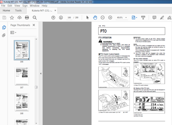 Kubota M7-131·M7-151·M7-171 Tractor Operator's Manual - PDF DOWNLOAD ...