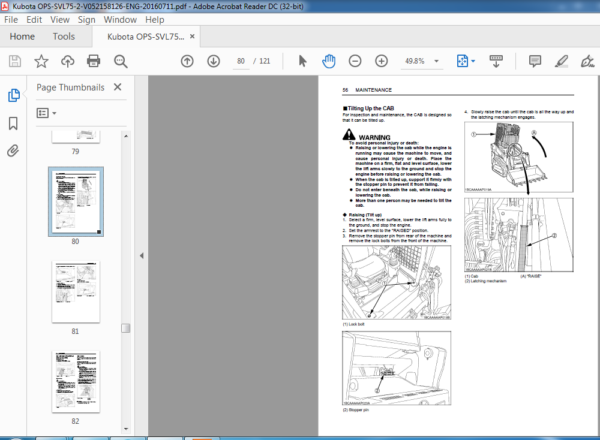 Kubota SVL75-2 Compact Track Loader Operator's Manual - PDF DOWNLOAD ...