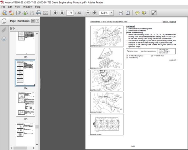 Kubota V3600-E3 V3600-T-E3 V3800-DI-TE3 Diesel Engine shop Manual - PDF ...