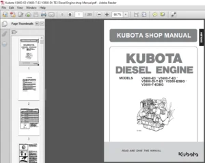 Kubota V3600-E3 V3600-T-E3 V3800-DI-TE3 Diesel Engine shop Manual - PDF DOWNLOAD