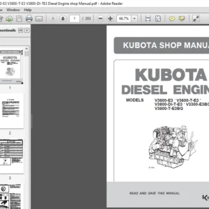 Kubota V3600-E3 V3600-T-E3 V3800-DI-TE3 Diesel Engine shop Manual - PDF DOWNLOAD