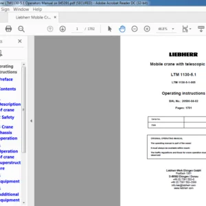 Liebherr Mobile Crane LTM1130-5.1 Operators Manual Sn 045391 - PDF DOWNLOAD