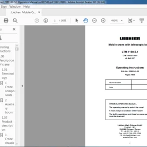 Liebherr Mobile Crane LTM1160-5.1 Operators Manual sn 067580 - PDF DOWNLOAD