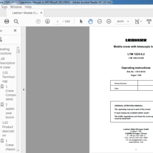 Liebherr Mobile Crane LTM1220-5.2 Operations Manual Sn 045789 - PDF DOWNLOAD