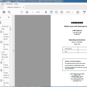 Liebherr Mobile Crane LTM1220-5.2 Operators Manual Sn 045856 - PDF DOWNLOAD