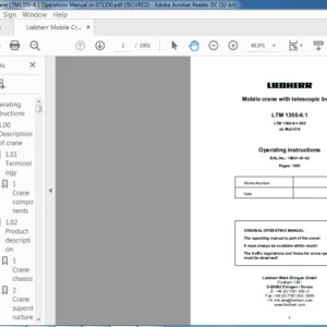 Liebherr Mobile Crane LTM1350-6.1 Operations Manual Sn 071350 - PDF DOWNLOAD