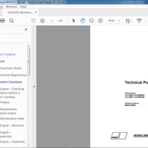 MTU Detroit 16V 2000S(R1638k40) 16V 2000C(R1638K40) Diesel Engine M020155 00E Workshop Manual - PDF