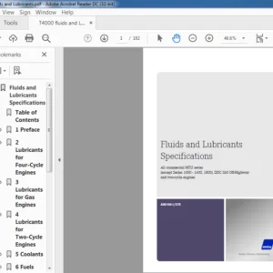 MTU Series 1000-1600 1800 Fluids & Lubricants Specifications Manual - PDF DOWNLOAD
