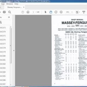 Massey Ferguson MF255 265 270 275 290 Shop Manual - PDF DOWNLOAD
