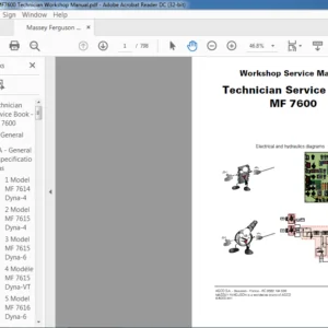 Massey Ferguson MF7600 Technician Workshop Manual - PDF DOWNLOAD