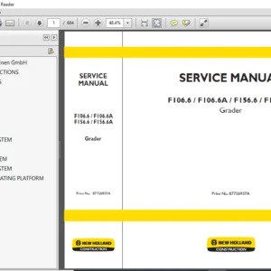 New Holland F106.6 F106.6A F156.6 F156.6A Grader Service Repair Manual 87726937A - PDF DOWNLOAD