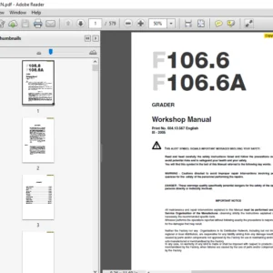 New Holland F106.6 F106.6A Grader Workshop Manual - PDF DOWNLOAD