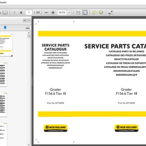 New Holland Grader F156.6 Tier III Service Parts Catalogue Manual - PDF DOWNLOAD