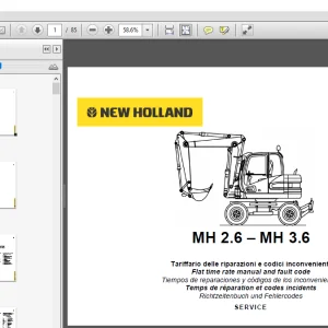 New Holland MH 2.6 MH 3.6 Flat time rate & fault code Manual PDF