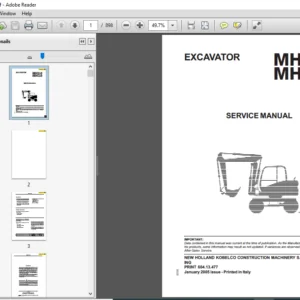 New Holland MH2.6 MH3.6 Excavator Service Repair Manual - PDF DOWNLOAD