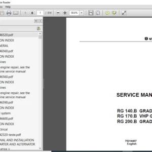 New Holland RG 140.B Grader RG 170.B VHP Grader RG 200.B Grader Service Repair Manual (75314407) - PDF DOWNLOAD