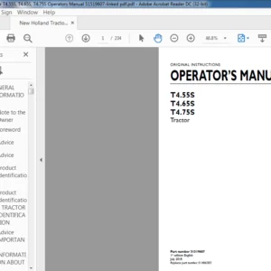 New Holland Tractor T4.55S, T4.65S, T4.75S Operators Manual 51519607 - PDF DOWNLOAD
