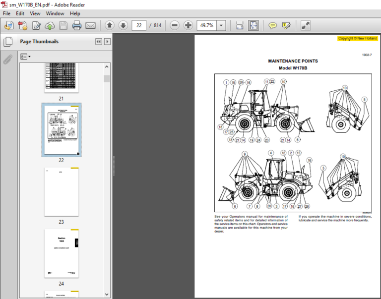 New Holland W170B Wheel Loader Workshop Manual 87614924 - PDF DOWNLOAD ...