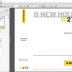 New Holland W270 Wheel Loader Workshop Manual (604.13.512.01) - PDF Download