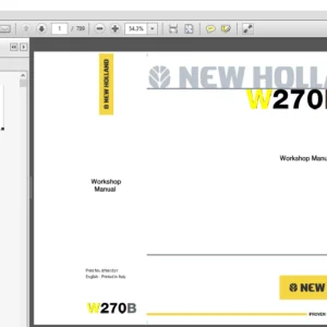 New Holland W270B Wheel Loader Workshop Manual (87661531) - PDF Download