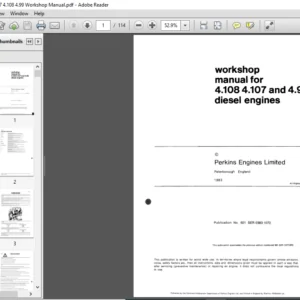 Perkins 4.108 4.107 & 4.99 Diesel Engines Workshop Manual  - PDF DOWNLOAD
