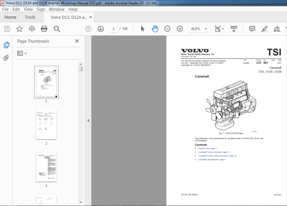 Volvo Camshaft D12 D12a And D12b Engine Service Manual Pdf Download Heydownloads Manual