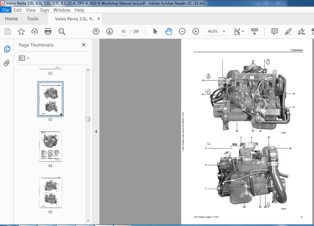 Volvo Penta 3.0L, 4.3L, 5.0L, 5.7L, 8.1L SX-A, DPS-A, XDP-B Libro De ...