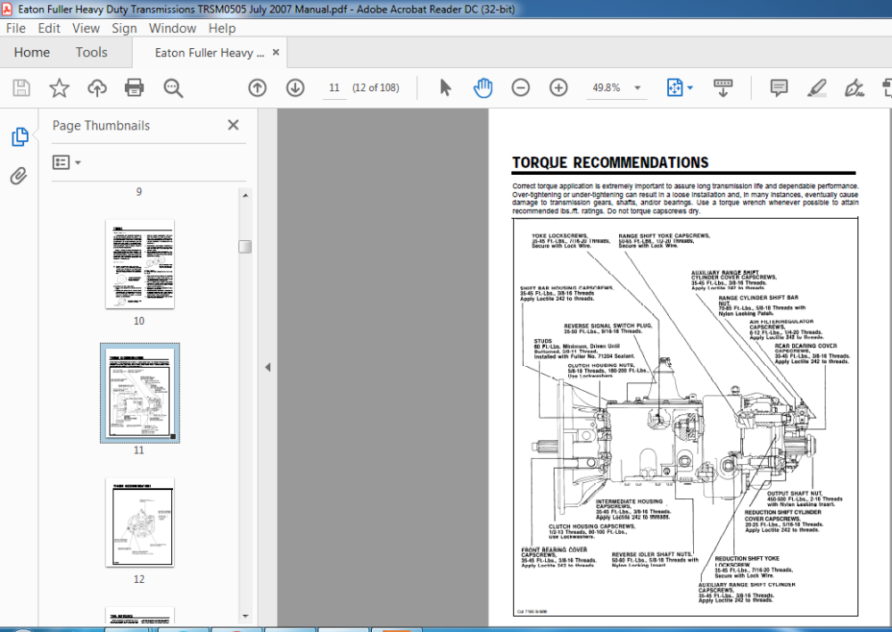 Eaton Fuller Heavy Duty Transmissions TRSM Service Manual PDF DOWNLOAD HeyDownloads