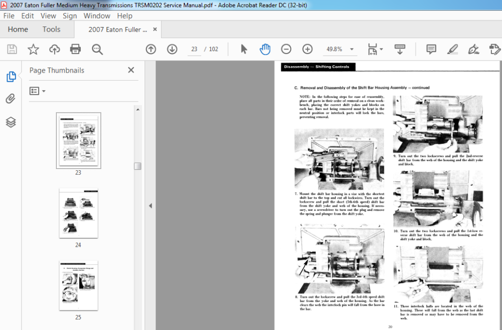 Eaton Fuller Medium Heavy Transmissions TRSM Service Manual PDF DOWNLOAD