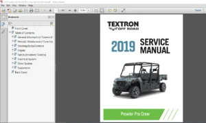 2019 Textron off Road prowler pro Crew Service Manual Digital Manual PDF