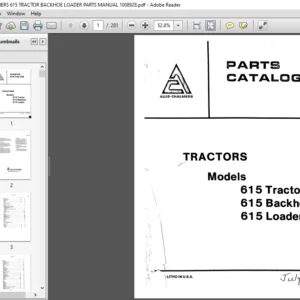 ALLIS CHALMERS 615 TRACTOR BACKHOE LOADER PARTS MANUAL 1008928 - PDF DOWNLOAD