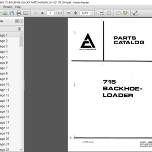 ALLIS CHALMERS 715 BACKHOE LOADER PARTS MANUAL SN1001 TO 2044 - PDF DOWNLOAD